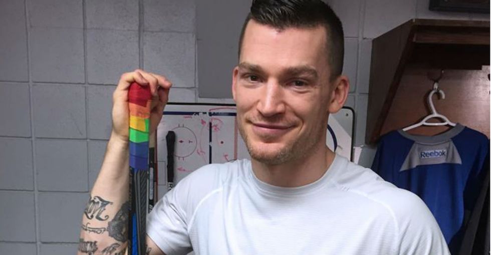 The sweet reason this NHL star has a rainbow-striped hockey stick.