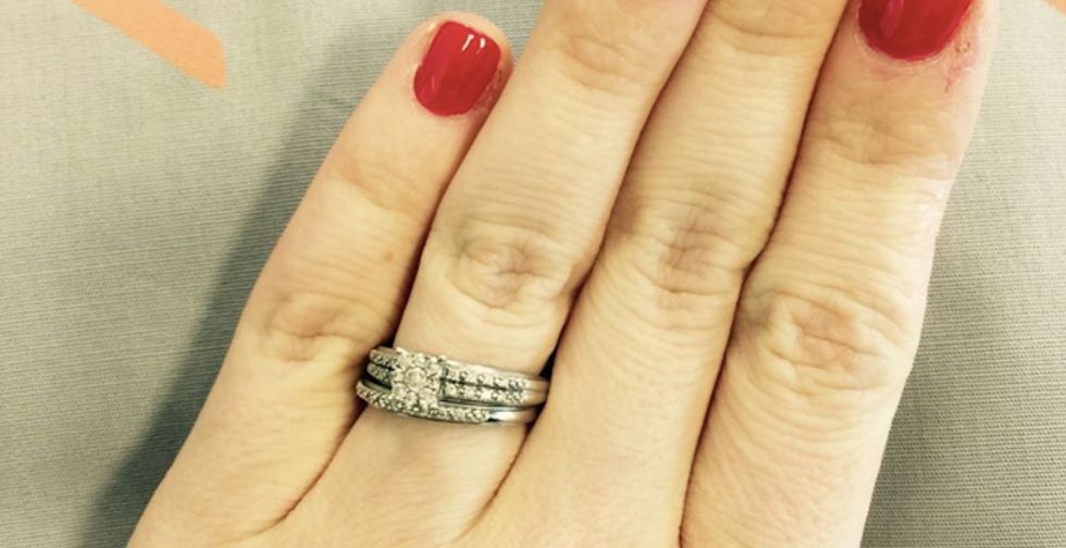 A woman responds to silly people asking her when she's going to upgrade her wedding ring.