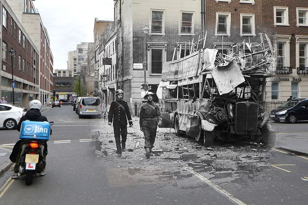 7 ghostly before-and-afters from WWII London remind us of the cost of war.