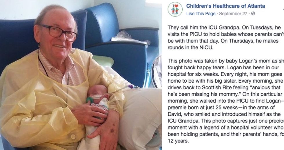 People are in love with the 'ICU Grandpa' who cuddles babies at an Atlanta hospital.