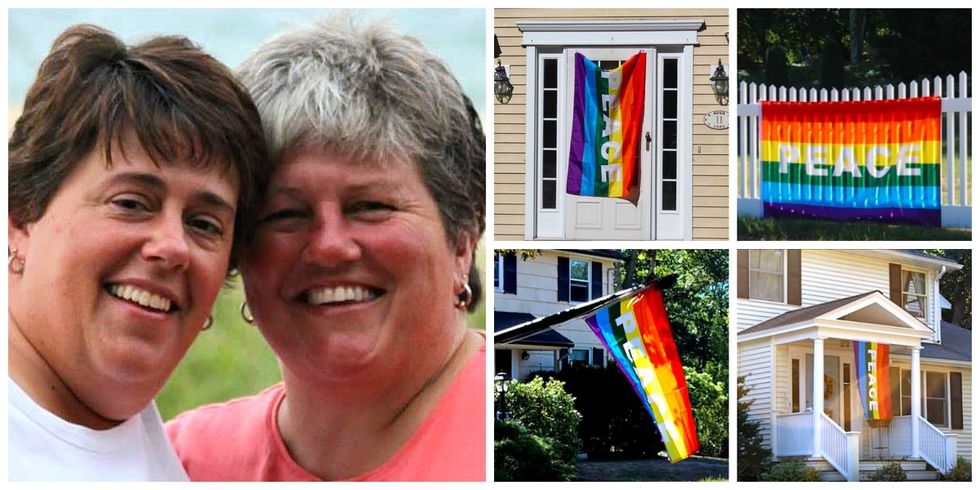 These neighbors hung up 40 rainbow flags when a gay couple's house was vandalized.