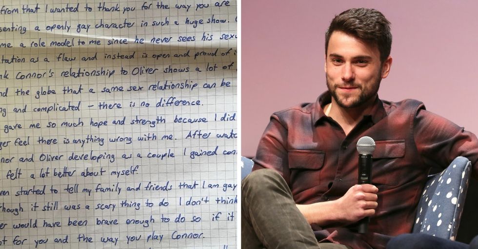 Read the inspiring letter a fan sent actor Jack Falahee for playing a gay character on TV.