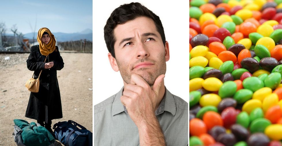 A quick and easy guide to the differences between Skittles and refugees.
