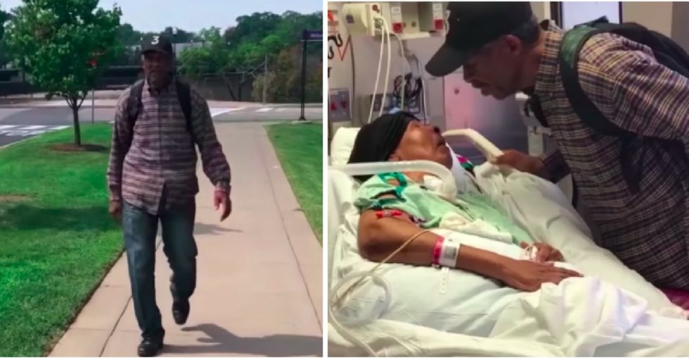 This lovestruck 99-year-old walks 6 miles every day to visit his wife.