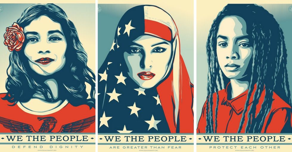 'We the People' updates Shepard Fairey's 2008 'Hope' poster for the Trump years.