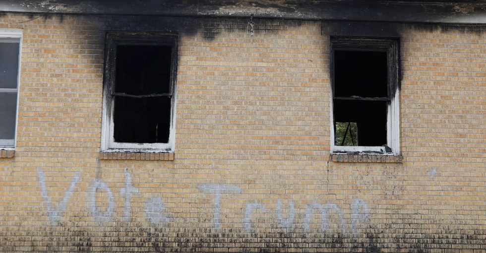 The vandals who burned a black church and wrote 'Vote Trump' on it are not who we are.