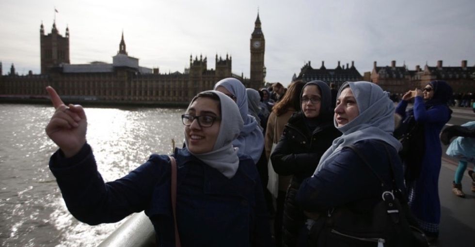 Muslim women and allies stood hand in hand to condemn the attack in London.