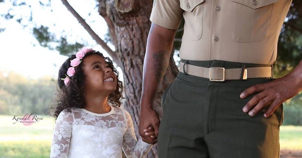 A Marine dad had a tea party with his daughter, and people are loving it.