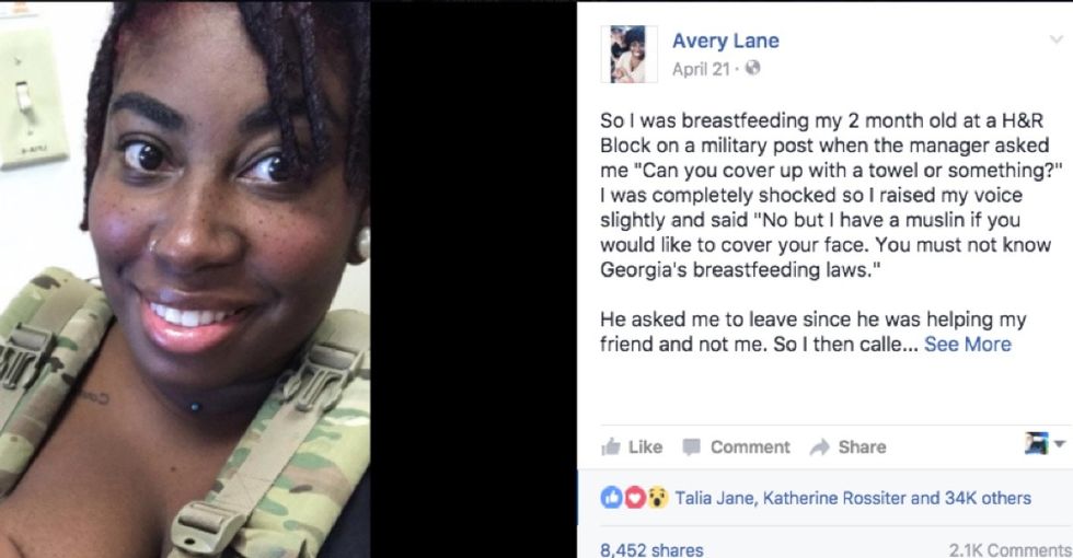 A breastfeeding mom was asked to cover up. Her response was perfect.