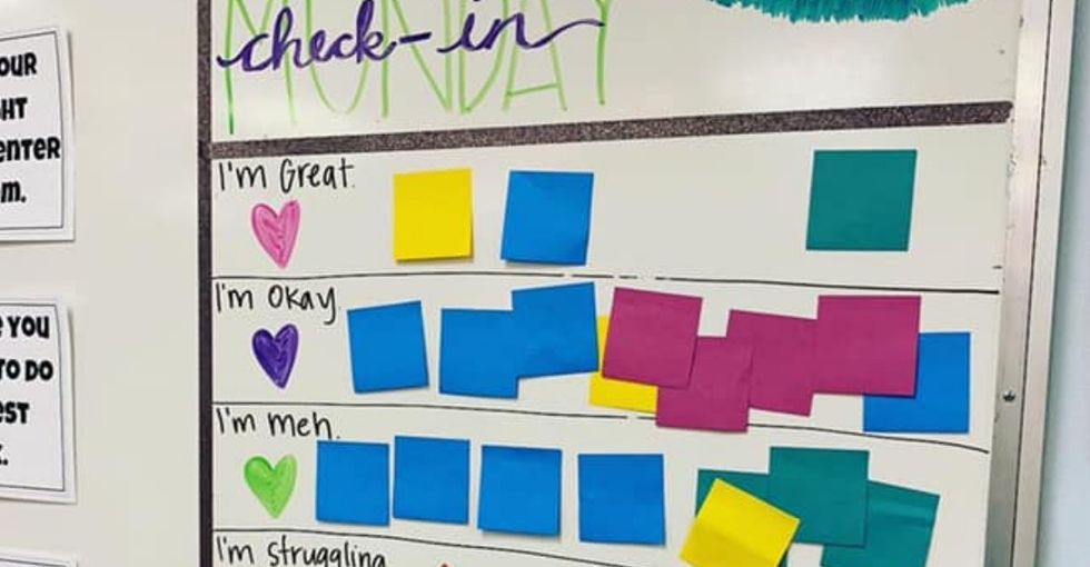 This teacher's viral 'check-in' board is a beautiful example of mental health support