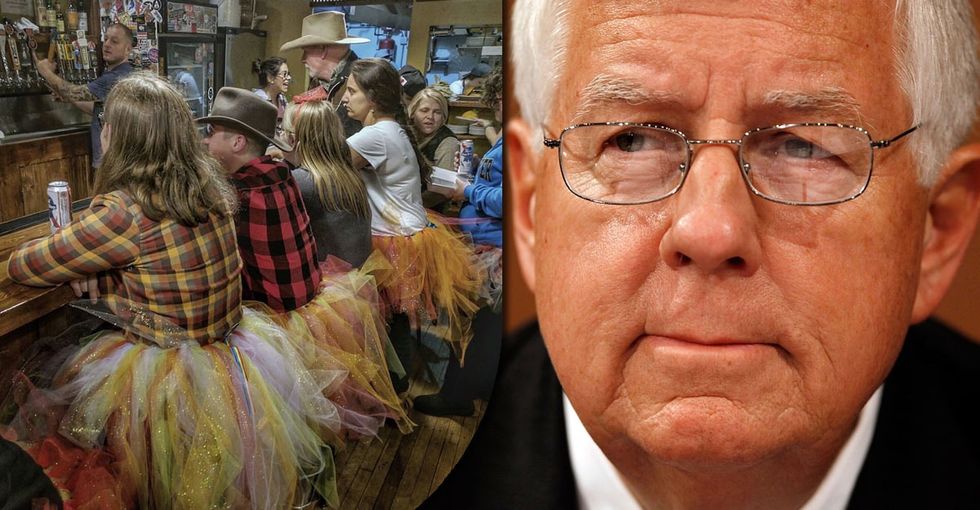 A senator's victim-blaming comments sparked a tutu-powered protest in Wyoming.