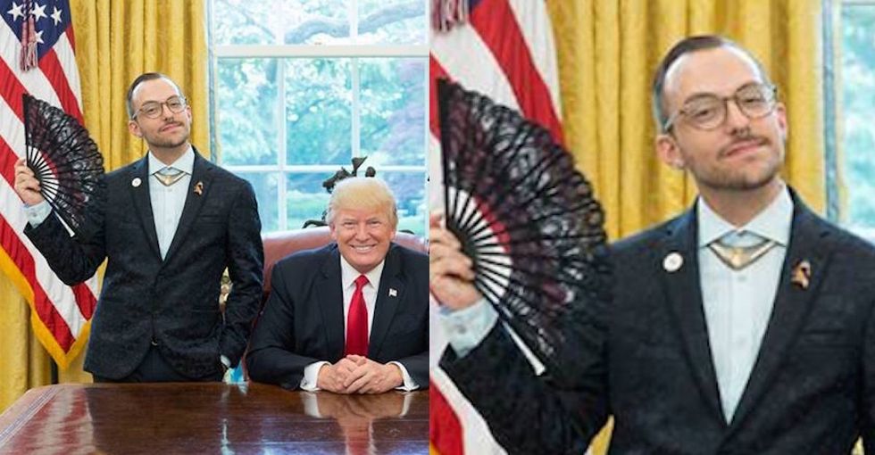 People are obsessed with this gay teacher's fabulous and powerful photo with the Trumps.