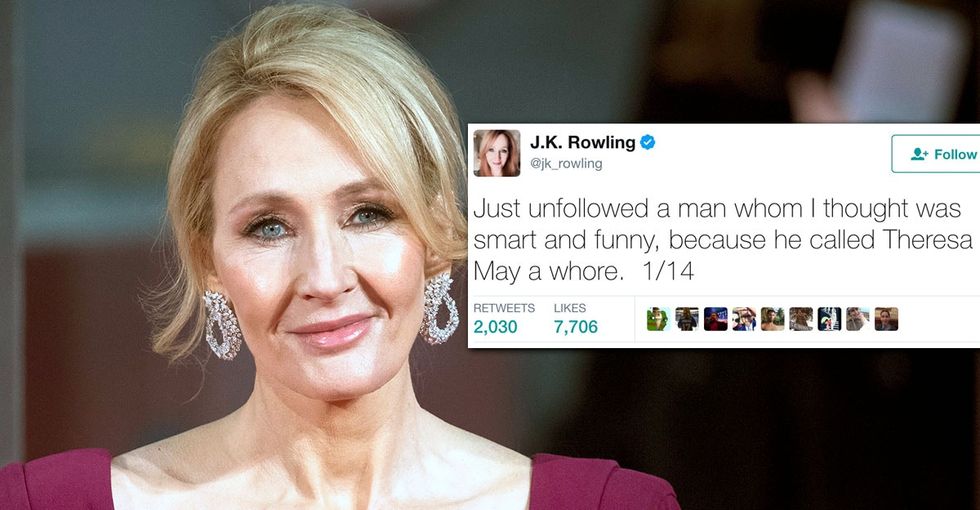 J.K. Rowling blasts the hypocrisy of sexist 'liberal' men in an epic tweetstorm.