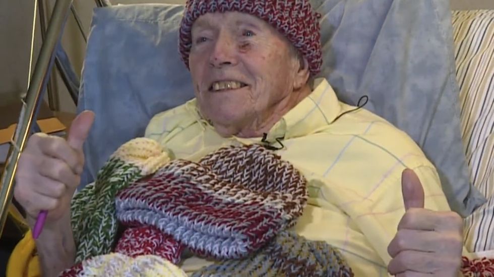 This 92-year-old's knit hats are warming homeless people. His story will warm your heart.