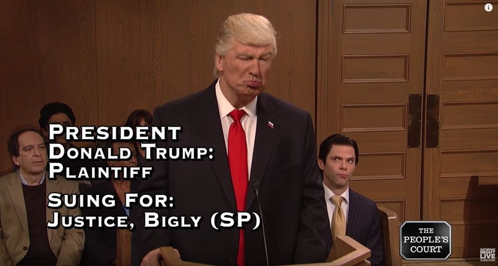 'SNL' takes Trump's 'SEE YOU IN COURT' tweet to 'The People's Court,' where it belongs.