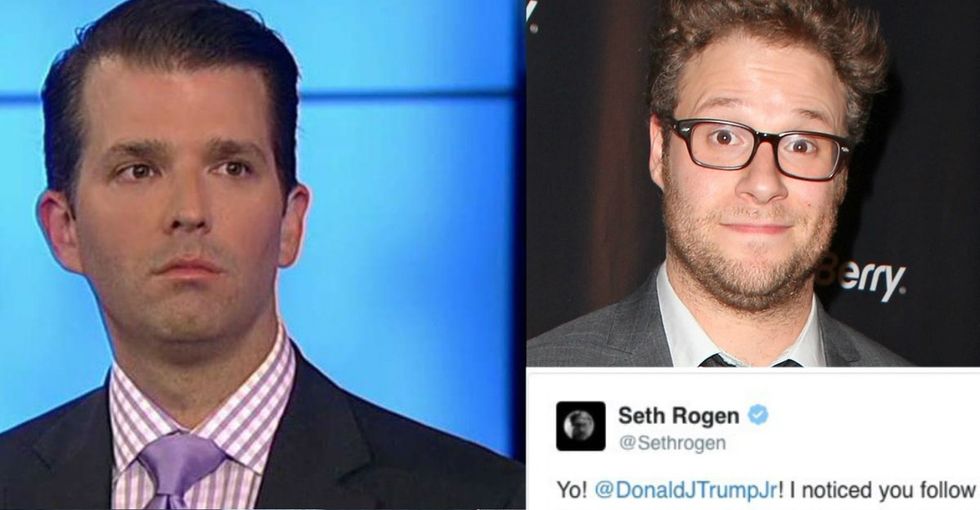 When Seth Rogen saw Donald Trump Jr. followed him on Twitter, he seized an opportunity.