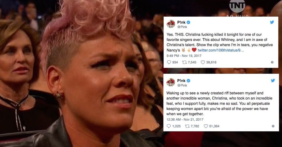 This photo of Pink 'shading' Christina Aguilera went viral. Now she's shutting it down.
