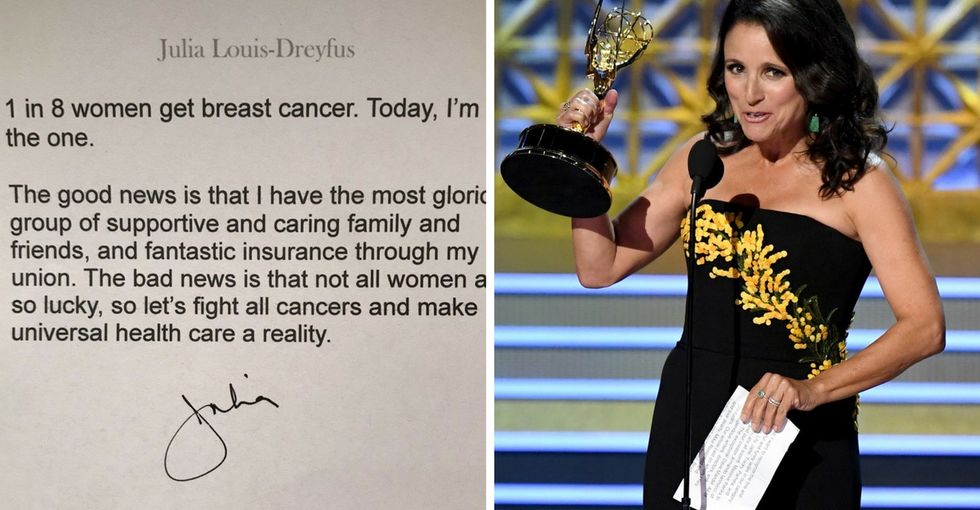 Julia Louis-Dreyfus shares her breast cancer diagnosis with a heartfelt call to action.