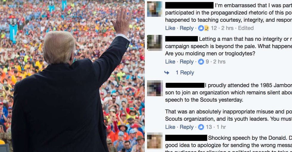 Parents and alumni were furious about Trump's speech to the Boy Scouts.