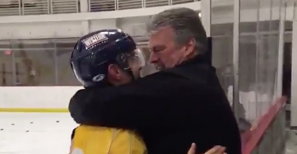 This father-son hockey hug is going viral, and it's a great example of male affection.