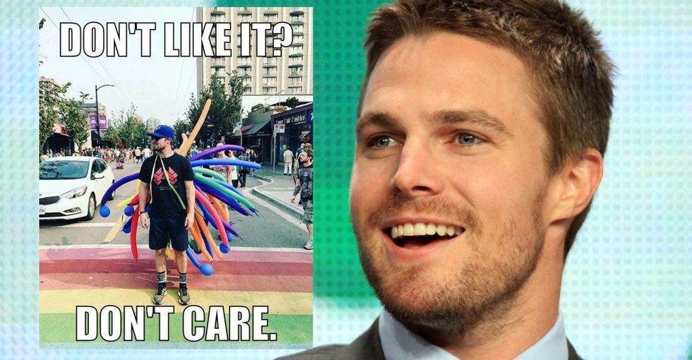 Stephen Amell blasts the trolls who criticized his pro-LGBTQ Facebook post.