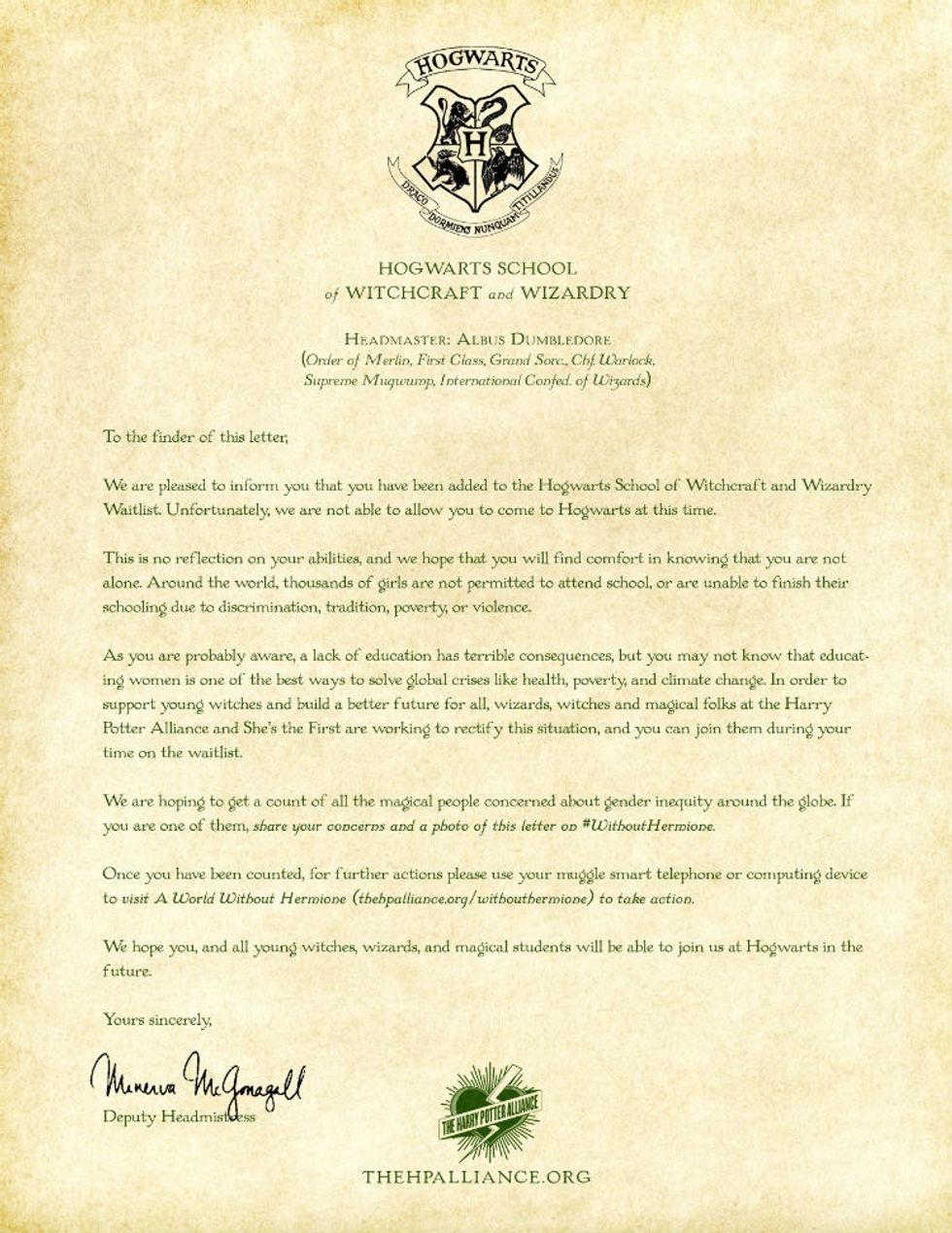 Hogwarts Acceptance Letter