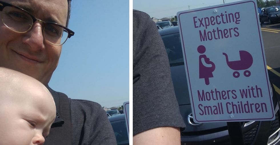 A dad called out this 'moms only' parking spot in a brilliant tweet.