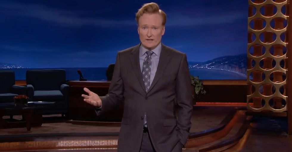 Conan O’Brien laments the normalization of mass shootings in a somber monologue.