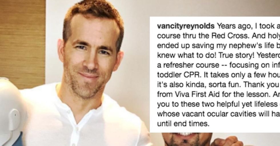 Ryan Reynolds shared an Instagram post nailing why everyone should know CPR.