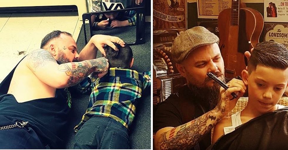 A mom took this viral photo of her son with autism and the barber who went the extra mile.