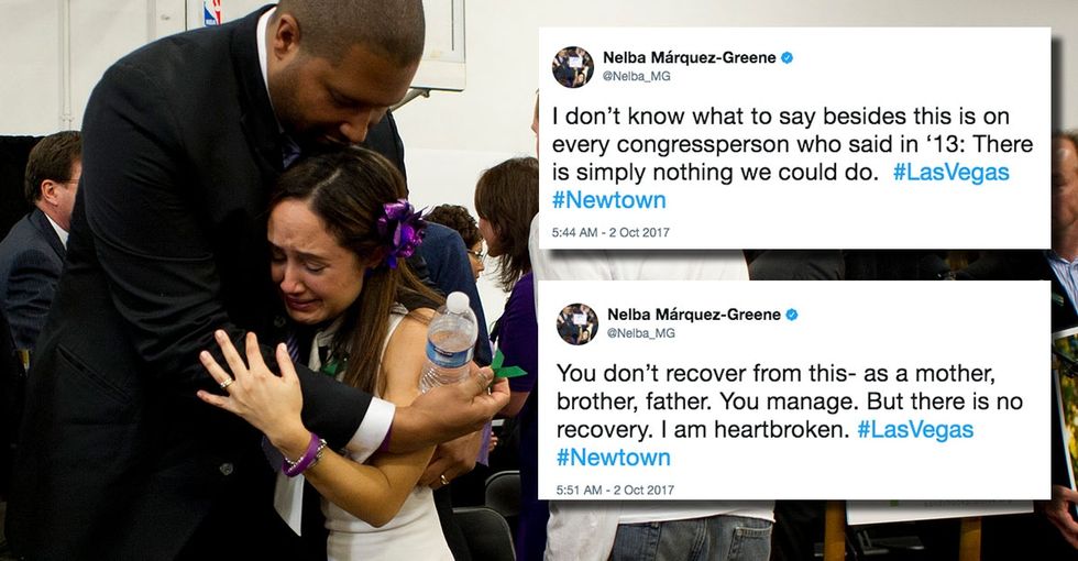 A Sandy Hook mom's emotional response to Las Vegas puts mass shootings in context.