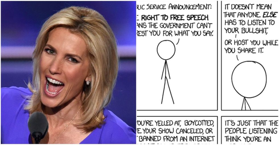 This comic perfectly explains why Laura Ingraham's 'free speech' fight is nonsense.