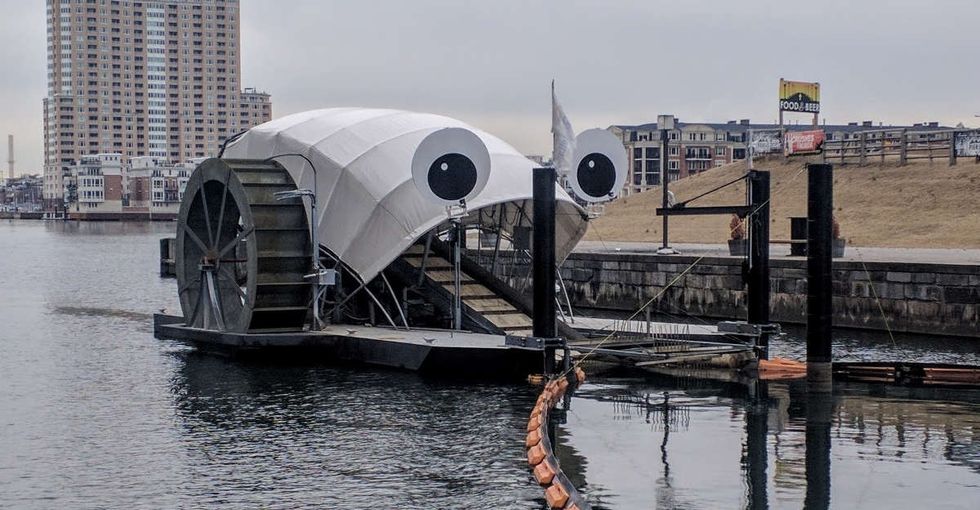 31 Days of Happiness Countdown: the googly-eyed river barge that eats litter. (Day 16)