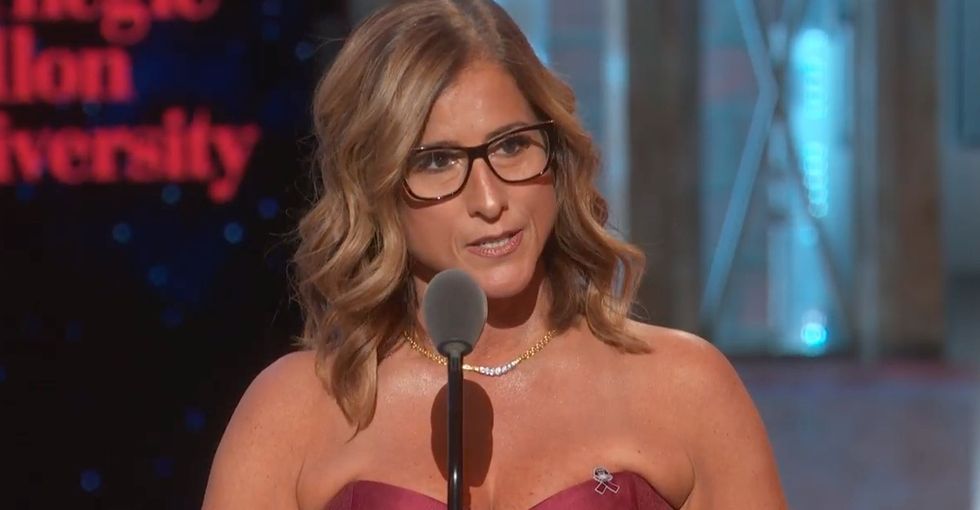 The Parkland teacher who saved 65 students won a Tony Award. Watch her powerful speech.