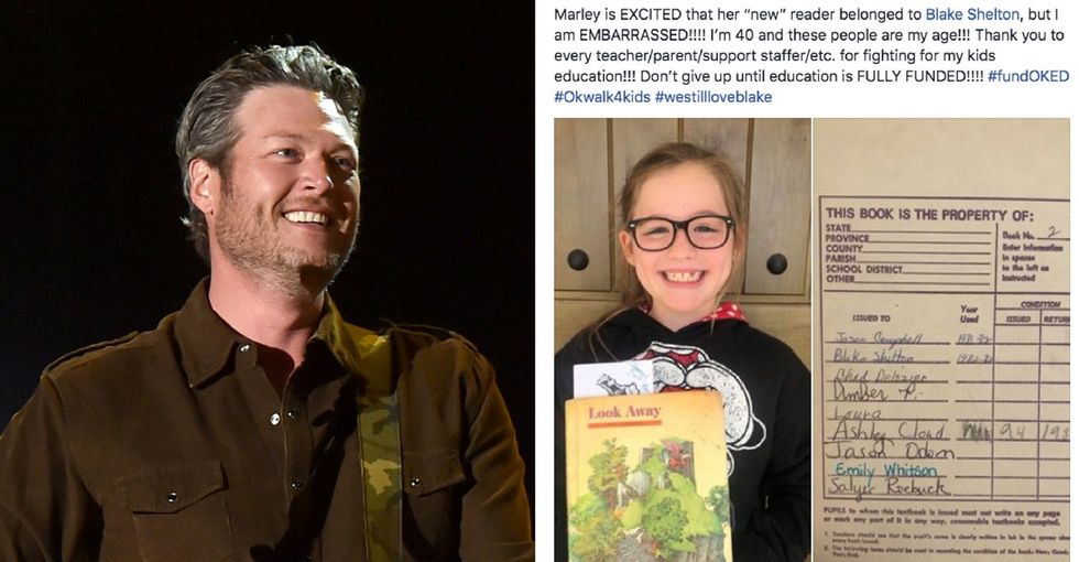 36 years before her, Blake Shelton used this girl's textbook. That's not a great thing.