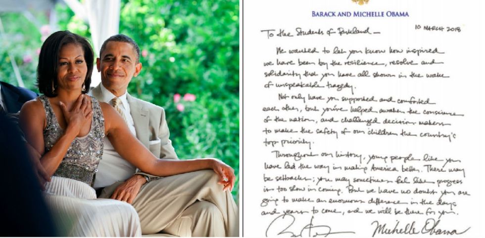 The Obamas quietly said what Trump couldn't in a letter to Parkland students.