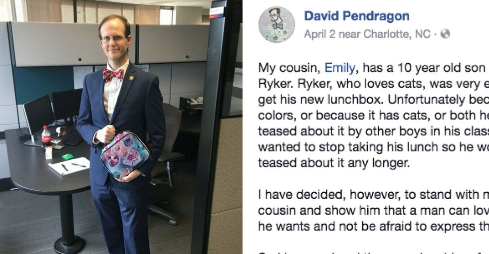 This man is helping end toxic masculinity one kitten lunchbox at a time.