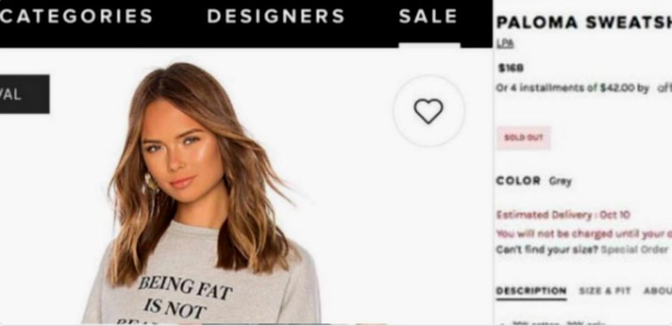 Clothing line tries to fight fat-shamers with this incredibly offensive sweater. It didn't work.