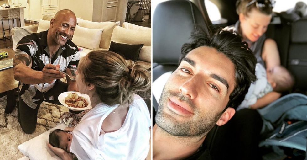 These celeb dads are showing total support for their breastfeeding partners. Here's how.