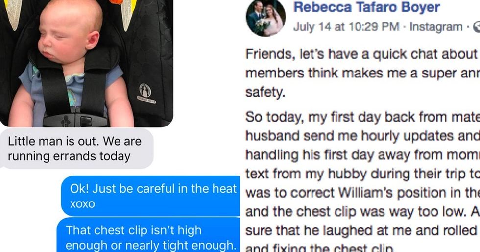 This mom 'nagged' her husband about their baby's seat belt and it could have saved his life.