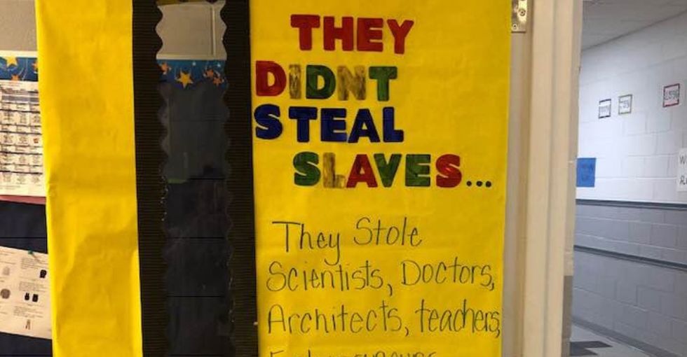 This teacher's viral door decoration highlights a gut-wrenching truth about slavery.