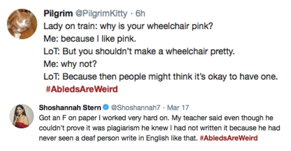 #AbledsAreWeird offers a brilliant taste of the everyday crap people with disabilities deal with.