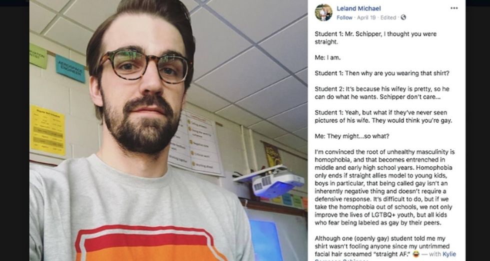 A student asked a straight teacher why he wore a rainbow shirt. His answer was perfect.