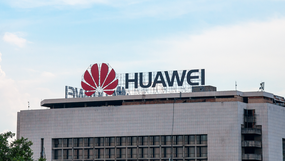 Photo of Huawei sign on a building