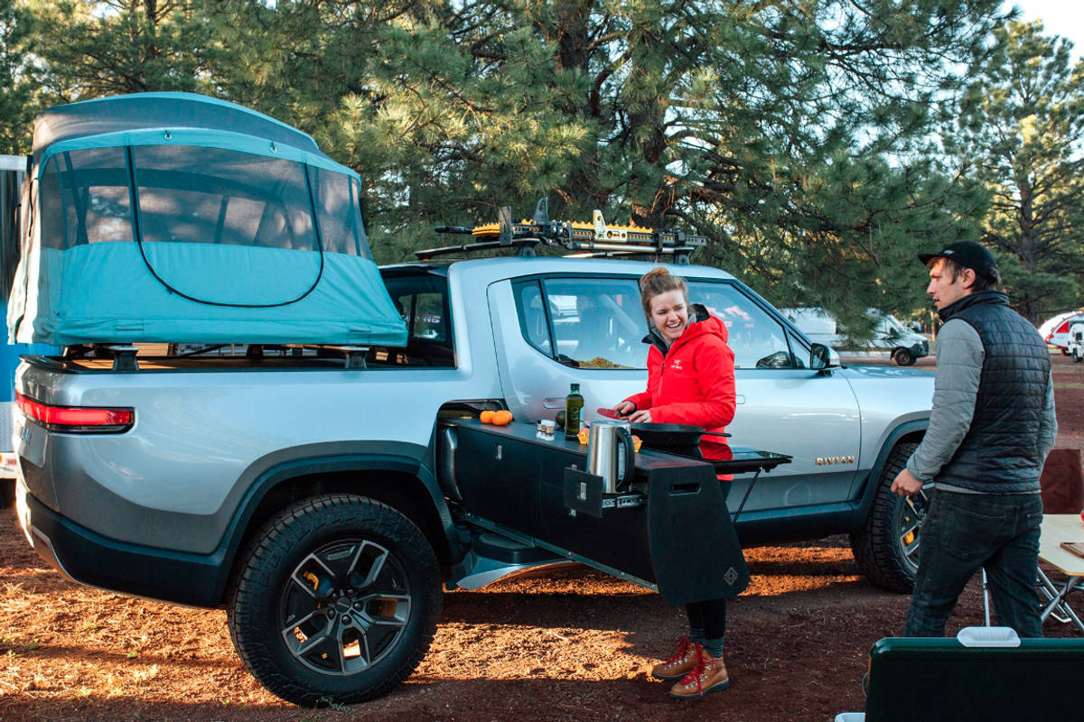 Photo of a Rivian electric pickup truck