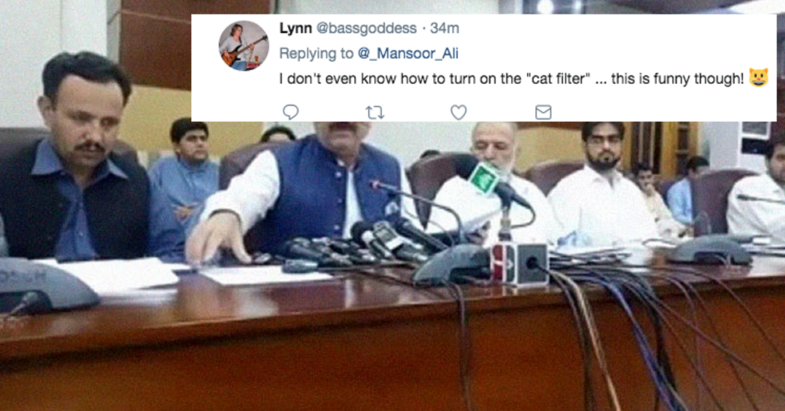 Pakistan's Ruling Party Apologizes After Accidentally Holding Facebook Live Press Conference With Cat Filter Turned On