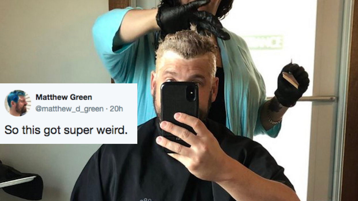 This Dad's Decision To Dye His Hair Blue In Solidarity With His Kid Turns Into An Awesome Fundraiser