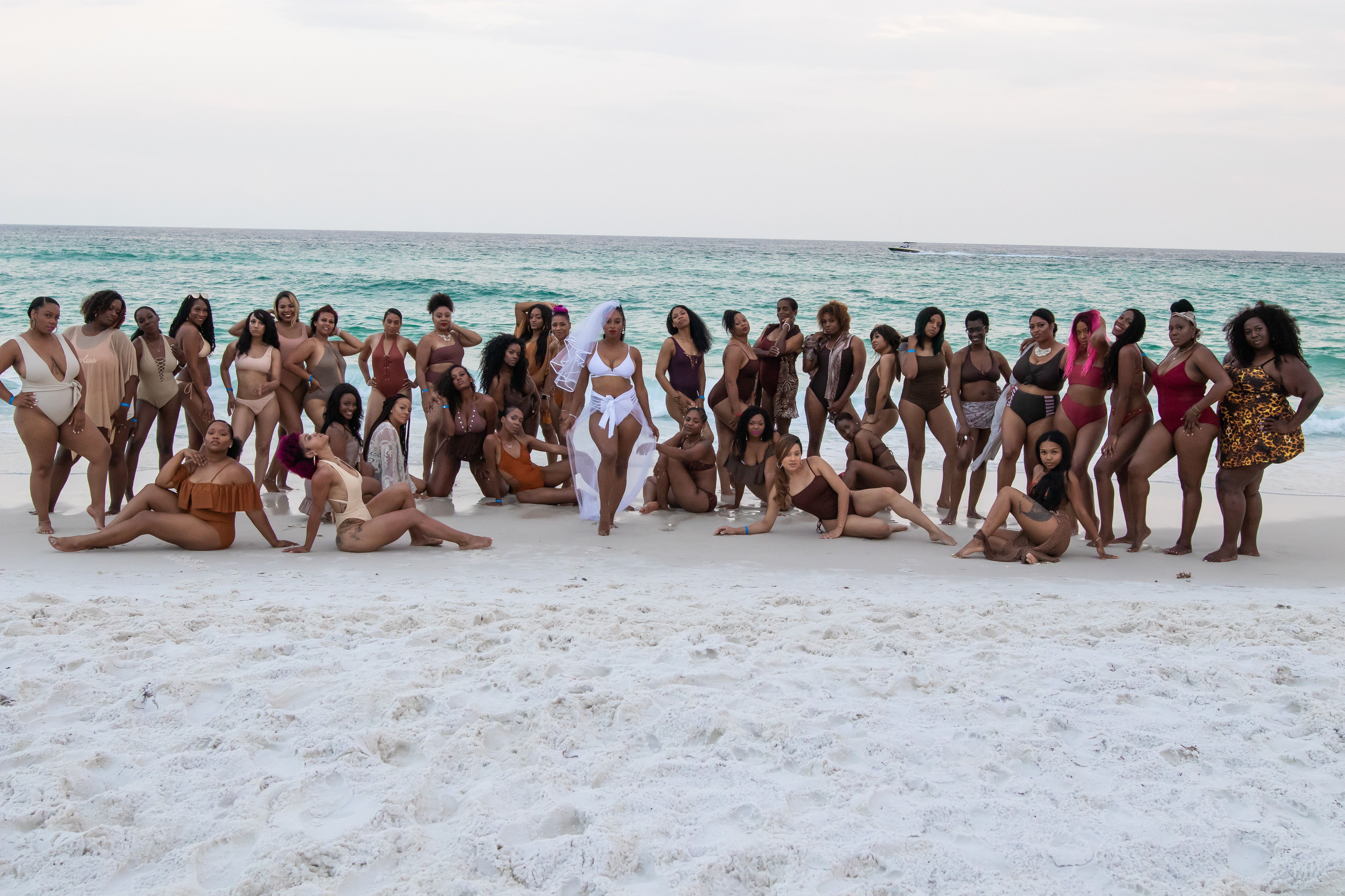 bride with 34 bridesmaids