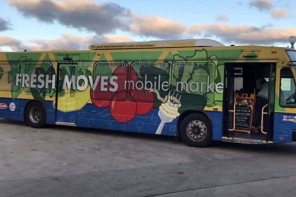 Urban Growers Collective converts Chicago city buses into mobile produce stands for city food deserts.