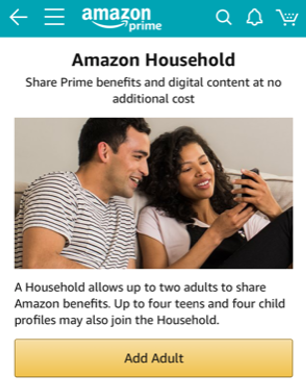 An image of the Amazon Household feature in the Amazon app